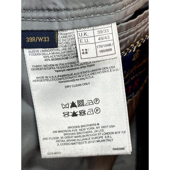 Brooks Brothers 1818 Madison Mens Wool Blazer Jacket Coat Gray 39R/W33 - Picture 9 of 10